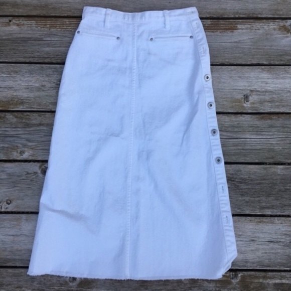 THAKOON High Waisted A-Line Denim Raw Hem  Skirt 0 - Picture 5 of 14